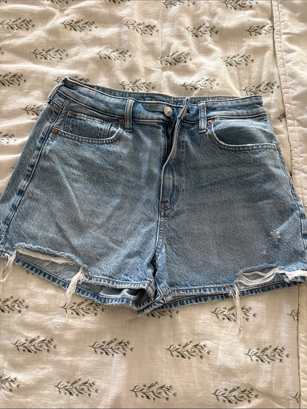 American Eagle Outfitters Light Blue Mom Short High-Rise Denim Shorts